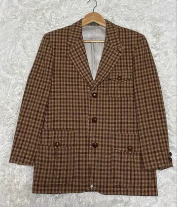 NEWYORKER 체크 무늬 트위드 테일러드 자켓 싸개 버튼