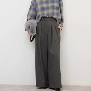 워셔블 서지 스트레치 턱 와이드 팬츠