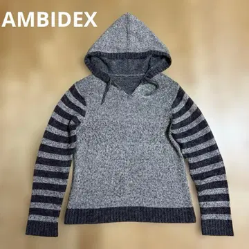 AMBIDEX 포근한 모헤어 니트 보더 후디 풀오버