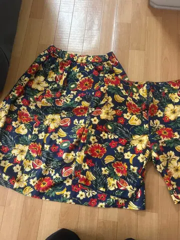 BEAMSHEART 보태니컬 무늬 하이비스커스 숏팬츠 스커트 세트