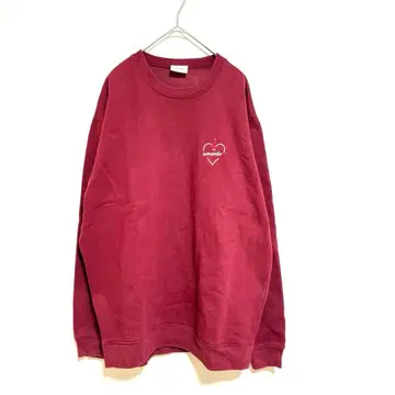 [ 비욘드 클로젯 ] 속기모 맨투맨 트레이닝복 하트 자수 레드