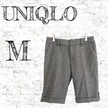[ 유니클로 ] 울 헤링본 숏팬츠 하프 팬츠 그레이 M