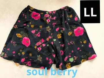 서울베리 꽃무늬 큐롯 팬츠 네이비 LL