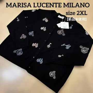 MARISA LUCENTE MILANO 자전거 패턴 블랙 가디건 2XL