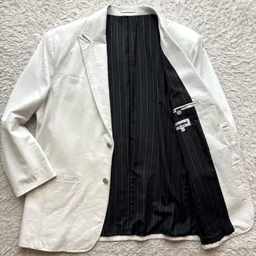 양가죽 XL 사이즈 barassi 테일러드 자켓 악어 엠보싱 화이트