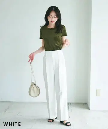 베이스먼트 온라인 센터 프레스 와이드 팬츠