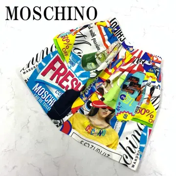 LA8872 모스키노 올 패턴 플레어 스커트 코튼 레이온 USA4