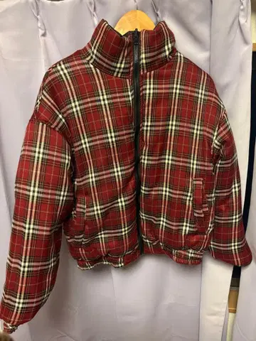 지저인 체크 무늬 리버서블 다운 자켓