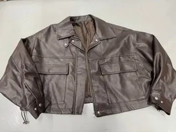브라운 페이크 레더 자켓 사이즈 F
