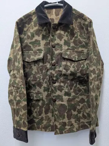 Ordinary 카모 패턴 자켓 셔츠 코듀로이 카라 부착 펠트