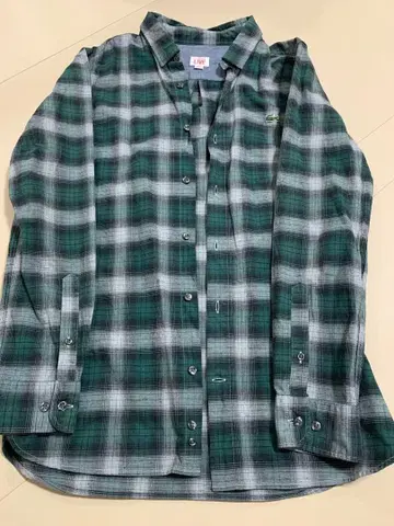 LACOSTE 그린 체크 긴팔 셔츠