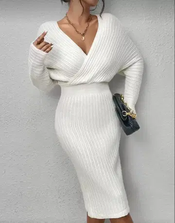 SHEI 니트 원피스 화이트 M 사이즈