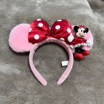 미니 핑크 리본 머리띠 봉제 인형 포함