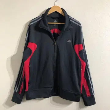 adidas 블랙/빨간색 지퍼 후드티 자켓