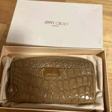 JIMMY CHOO 베이지 크로커다일풍 장지갑