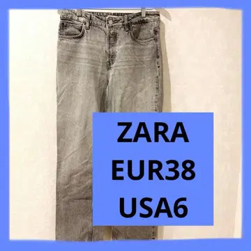 여성용 ZARA 그레이 스트레이트 데님 팬츠 EUR38