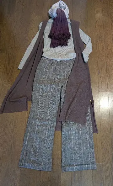 새상품급 멋스러운 브라운 롱 베스트 면 100%