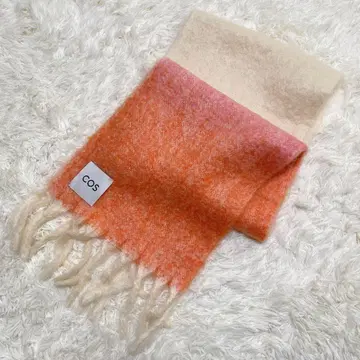 COS 그라데이션 머플러 롱 머플러 프린지 퍼 오렌지