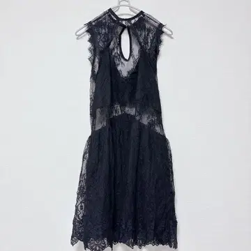 블랙 레이스 슬리브리스 무릎 기장 원피스 [ L ]