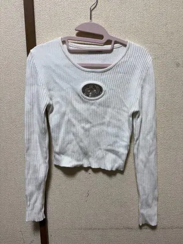 제이다 화이트 리브 크롭 스웨터