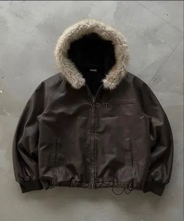 wish for ever 퍼 자켓 브라운