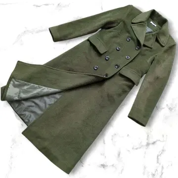 [세드니] 울 80% 더블 브레스트 롱 코트 올리브 그린