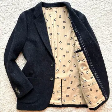 트위드 L 사이즈 45R UMii908 테일러드 자켓 일본제 네이비