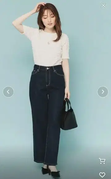 다크 블루 스트레이트 데님 하이웨스트