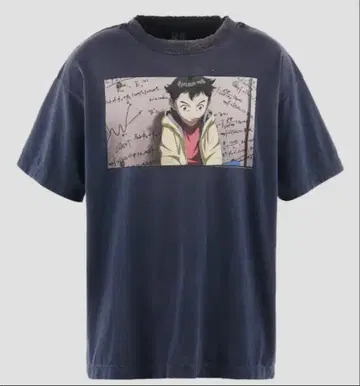 애니메이션 캐릭터 프린트 T셔츠 L 네이비