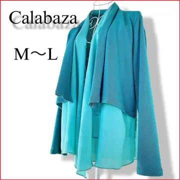 카라바사 미 라인 드레이프 가디건 M L 터콰이즈 블루 이소재 쉬폰