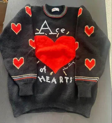 s1309 Ken Done 하트 무늬 스웨터 블랙 사이즈 표기 없음