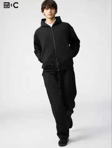 UNIQLO C 맨투맨 와이드 팬츠 XS 블랙 미사용품