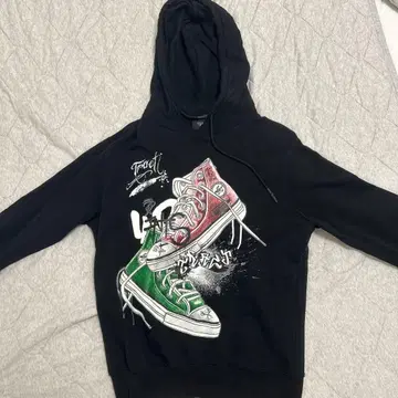 TRACT 스니커즈 그래픽 블랙 후드티 M