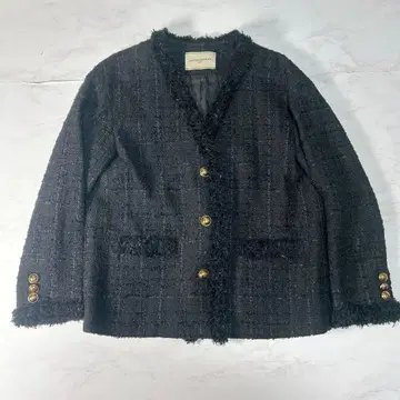 UNITED ARROWS > 팬시 트위드 V넥 노카라 자켓