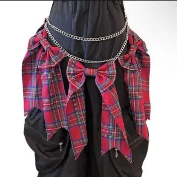 [ 완판템 ] heihei 리본 체인 빨간색 체크