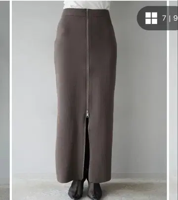 [ 미사용 새상품 ] lumier 프론트 지퍼 니트 타이트 스커트 브라운