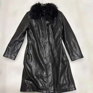 VIVAYOU 퍼 트리밍 가죽 롱 코트