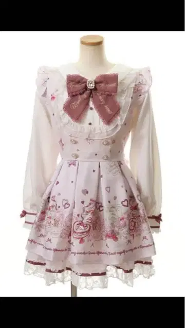 리즈리사 Many Hearts Afternoontea 패턴 셋업 핑크