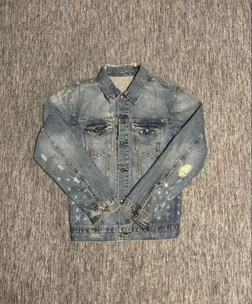 라이트 블루 데미지 데님 자켓