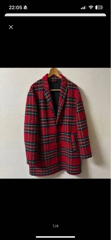 ZARA 자라 롱 코트 체스터 코트 체크 무늬 빨간색