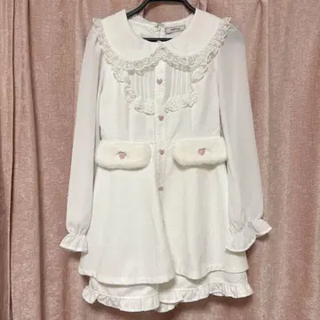 Ank Rouge 양산형 폼폼 리본 콤비네존 셋업 화이트