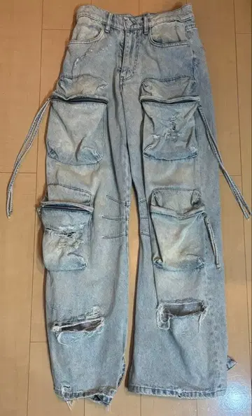 ZARA 자라 기믹 유틸리티 카고 데님 팬츠 와이드