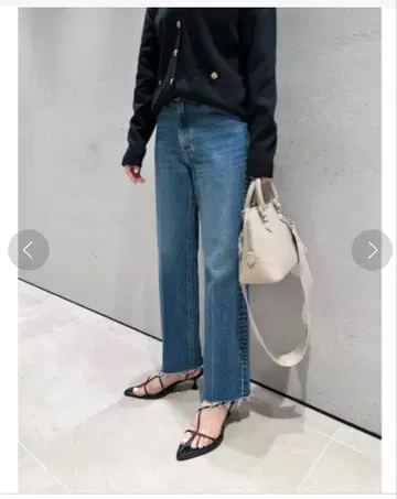 센터 컷 슬릿 스트레이트 데님 팬츠 [ 워셔블/손세탁 가능 ]