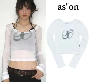 as'on 그래픽 프린트 크롭 T셔츠