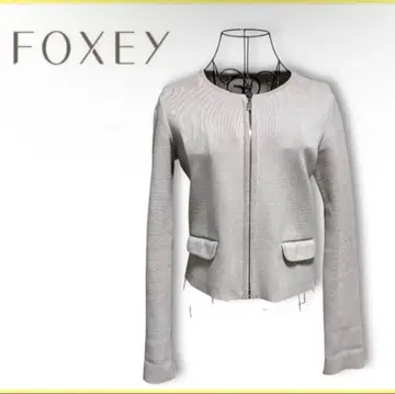 [ 새상품급 ] FOXEY 폭시 더블 지퍼 니트 자켓 38