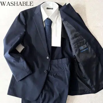 미사용급 셋업 수트 네이비 L AB7 울 세탁 가능 남성용