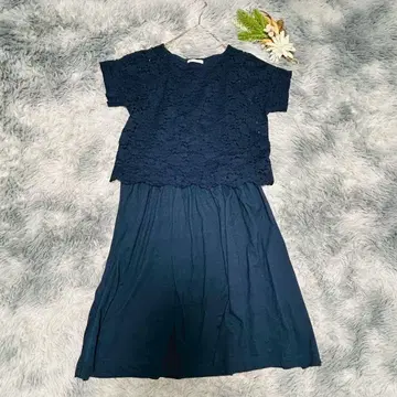 애프터눈 티 옷장 (M) 반팔 레이스 티셔츠 원피스