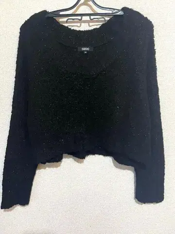 OZOC 블랙 라메 믹스 니트 스웨터 38 숏 기장