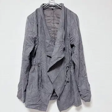 그레이 긴팔 가디건 크레이프 소재 [ L ]