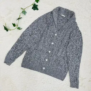 GU 케이블 숄카라 가디건 그레이 XL